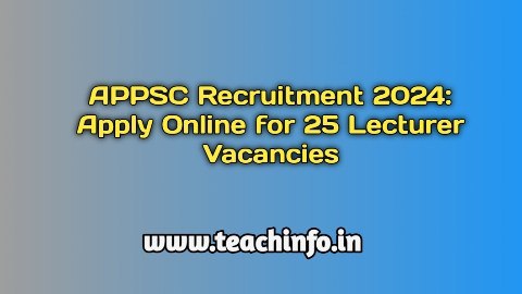 APPSC Recruitment 2024: Apply Online for 25 Lecturer Vacancies